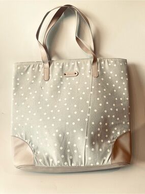 Jaipur Polka Dot Canvas Tote in Light Gray and Cream Trim
